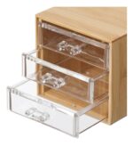 Mini Organizador Bambu 3 Cajones Acrilico Manija Resistente Marrón Claro - Image 3