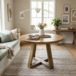 Mesa Cruz Redonda Madera De Alamo Reforzada Premium