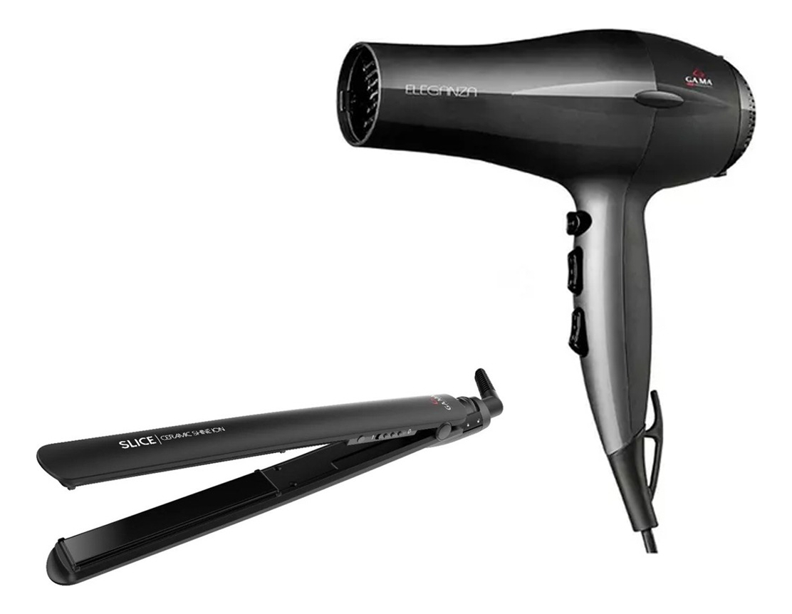 D_NQ_NP_837777-MLA75833462812_042024-F.jpg Set Secador Pelo Eleganza + Planchita Gama Calidad Premium Negro - Image 1