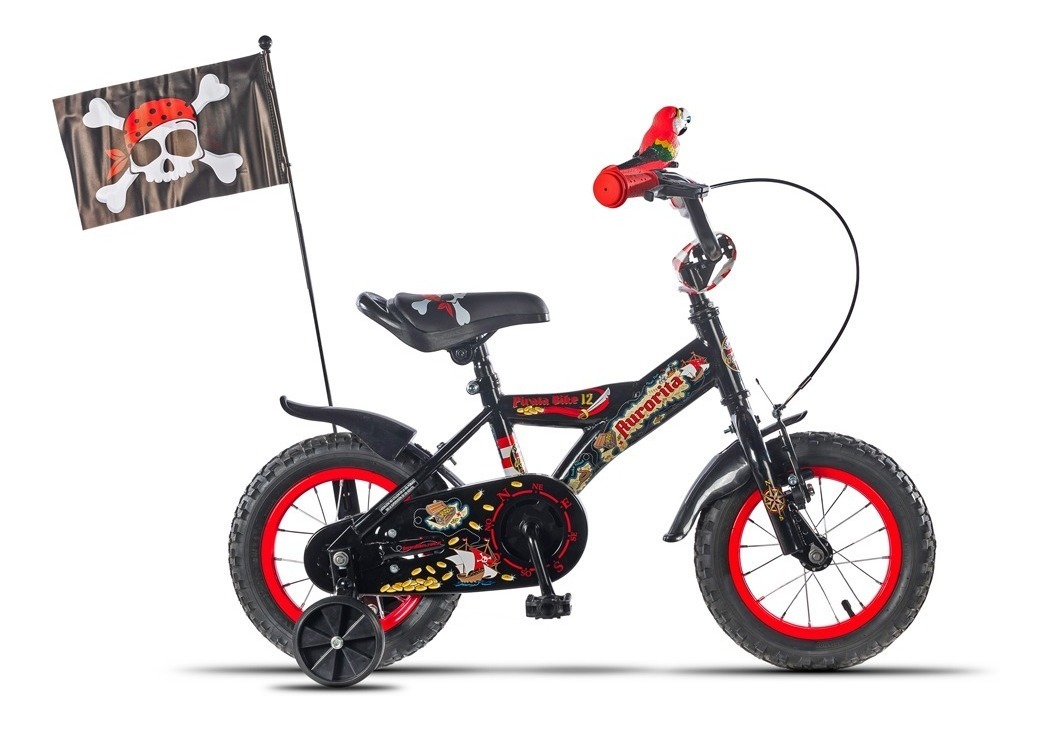 D_NQ_NP_838310-MLA44310588866_122020-F.jpg Bicicleta Aurora Rodado 12 Diseño Pirata Con Accesorios Negro Con Rojo - Image 1