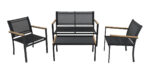 Set Muebles Exterior 4 Piezas Wm Mimbre Negro Jardín Balcón 3 Sillones Mesa