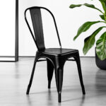 Silla Tolix Decora Moveis Acero Negro Brillante Apilable Industrial