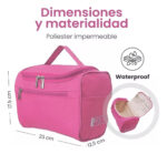 Organizador De Viaje Neceser Colgante Rosa Bolsillos Impermeable Liso - Image 2