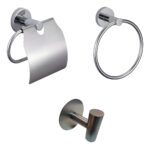 Set Accesorios Baño Zinc Cromado 3 Piezas Adhesivas Toallero Plateado