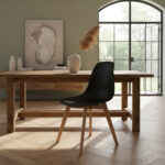 Silla Clasica Plastico Eames Cross Wood Tapizado Ecocuero
