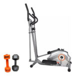 Caminador Eliptico Profesional Resistente + Pantalla + Pesas Naranja