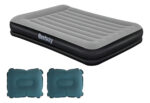 Combo 4 Piezas Colchon Inflable Doble + Inflador + Almohadas