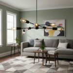 Lámpara Colgante De Techo Con 6 Luces E27 En Metal Negro