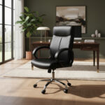 Sillon Ejecutivo Gerencial Respaldo Alto Ecocuero Premium Negro Cuero Sintético