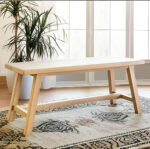 Banco Pie De Cama Madera Álamo Laqueado Marrón Claro 100x24x44cm