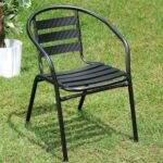 Silla Reposera De Jardin Exterior Aluminio Apilable En Ramos Negro Liso - Image 4