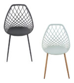 Set 2 Sillas De Cocina Plastico Acero Diseño Moderno Calidad Marrón Claro Verde Menta Y Gris