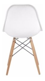 Silla De Comedor Irlanda Eames Patas Madera Ecocuero Vintage Liso Madera Blanco - Image 2
