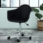 Sillon Eames De Escritorio Oficina Giratorio Con Ruedas Gardenlife Color Negro Goma