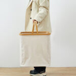 Cesto Ropa Sucia Plegable Laundry Madera Bambu + Resistente Beige Liso - Image 2