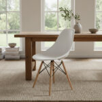 Silla De Comedor Irlanda Eames Patas Madera Ecocuero Vintage Liso Madera Blanco