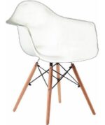 Silla De Comedor Plastico Patas Madera Eames Material Unico Liso Marrón Blanco - Image 2
