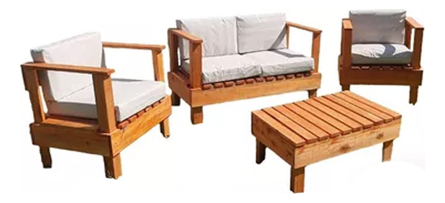 D_NQ_NP_900614-MLA74381576303_022024-F.jpg Set De Jardin 4 Piezas Living De Madera Con Almohadones Madera - Image 1