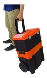 Caja De Herramientas Plastica Con Ruedas Grande Resistente  Negro Con Naranja - Image 2