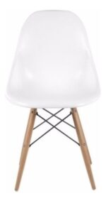 Silla De Comedor Irlanda Eames Patas Madera Ecocuero Vintage Liso Madera Blanco - Image 4