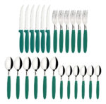 Juego Set De Cubiertos Metal Reforzado 24 Piezas Ramos Mejia Verde - Image 2