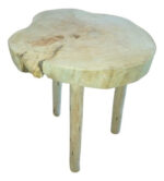 Mesa Rodaja Flor Madera Maciza De Cipres Calidad Premium Marrón Claro