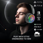 Auriculares Inalámbricos Gamer Dynacom Bluetooth Rgb Ps5 Xbox Pc Vincha Negro - Image 8