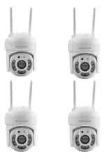 Set 4 Cámaras Ip Panacom 2mp Wifi Con Visión Nocturna Y Audio Bidireccional Blanco