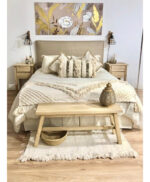 Banco Pie De Cama Madera Álamo 100x24x44cm Marrón Claro Clásico Laqueado - Image 2