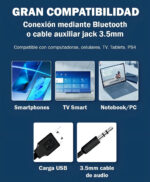 Parlante Barra Sonido Xinua Bluetooth Microfono Luz Rgb 10w Negro - Image 6