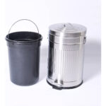 Cesto Tacho De Basura 3 Lts Acero Inox Retro Premium Resistente Plateado - Image 2