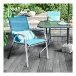 Silla Reposera Jardín Exterior Aluminio Apilable Verde Just Home Liso - Image 3