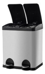 Cesto De Basura Doble A Pedal 30 L Acero Inoxidable Plateado - Image 2
