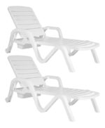 Set X2 Reposeras De Plastico Balcon Jardin Armadas Apilables Blanco