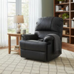 Sillon Poltrona Reclinable Ultra Premium De Ecocuero + Relax Negro Liso