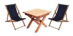 Set Plegable Jardin Mesa + 2 Reposeras Madera Reforzada Deco