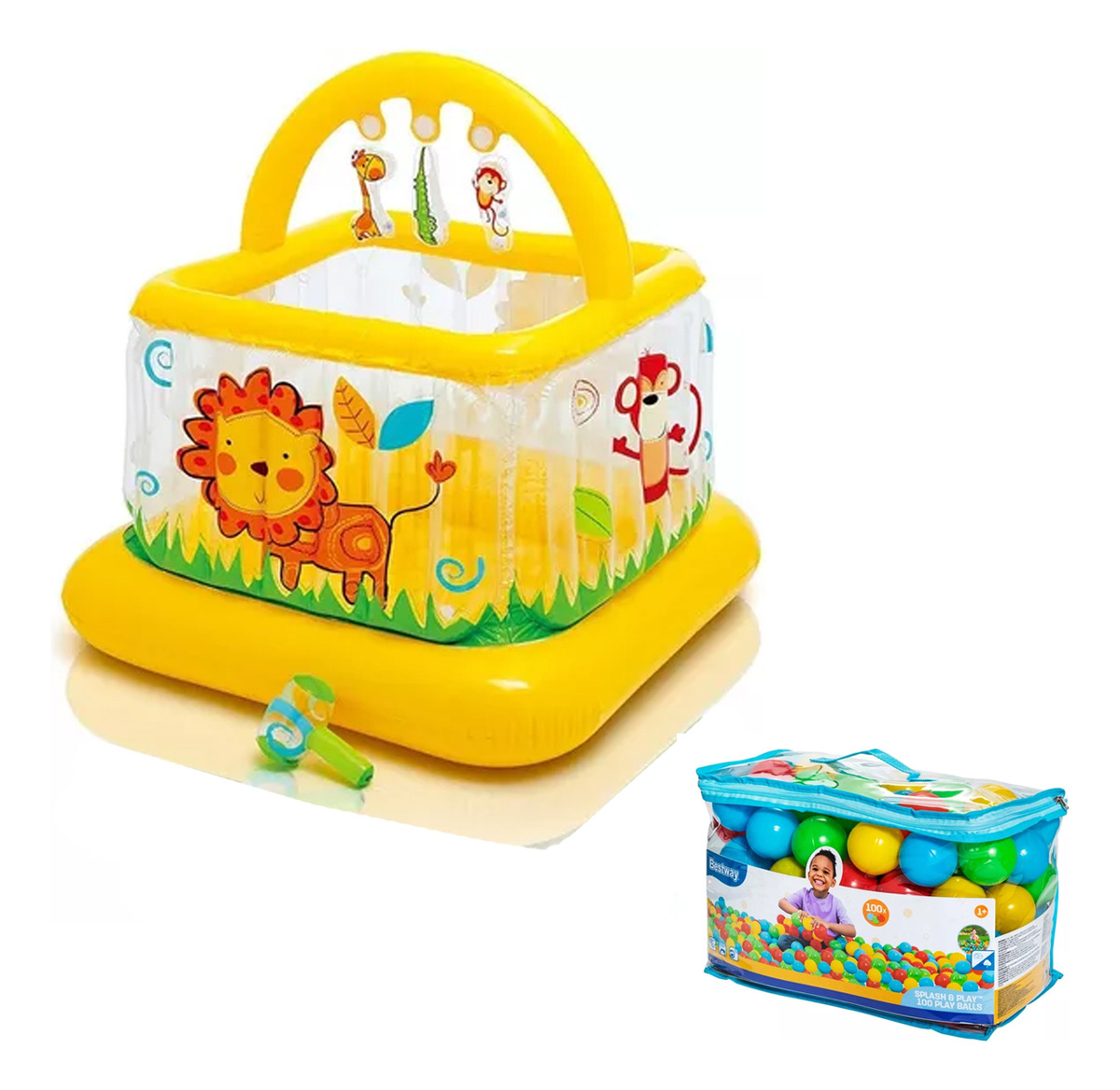 D_NQ_NP_964869-MLA80863368854_122024-F.jpg Pelotero Intex Castillo + Pelotas + Unicornio Inflable Ramos - Image 1