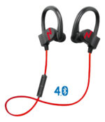 Auricular Inalambrico Deportivo Clip Agarre Y Control Música Color Negro/rojo