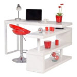Escritorio Pc Esquinero Plegable Calidad Diseño + 2 Repisas Color Blanco Color secundario Blanco