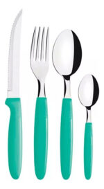 Juego Set De Cubiertos Metal Reforzado 24 Piezas Ramos Mejia Verde