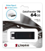 Pendrive Kingston Datatraveler 70 Dt70 64gb 3.2 Gen 1 Negro Usb-c - Image 6