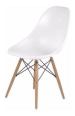 Silla De Comedor Irlanda Eames Patas Madera Ecocuero Vintage Liso Madera Blanco - Image 3
