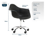 Sillon Eames De Escritorio Oficina Giratorio Con Ruedas Gardenlife Color Negro Goma - Image 5