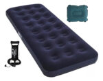 Colchon Inflable 1 Plaza + Inflador + Almohada + Camping