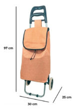 Changuito Bazar Wr30506 Metal Lino Plegable 97cm 2 Ruedas Natural - Image 2