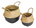 Set X2 Canastos Seagrass Tejido Organizador Maceta Premium