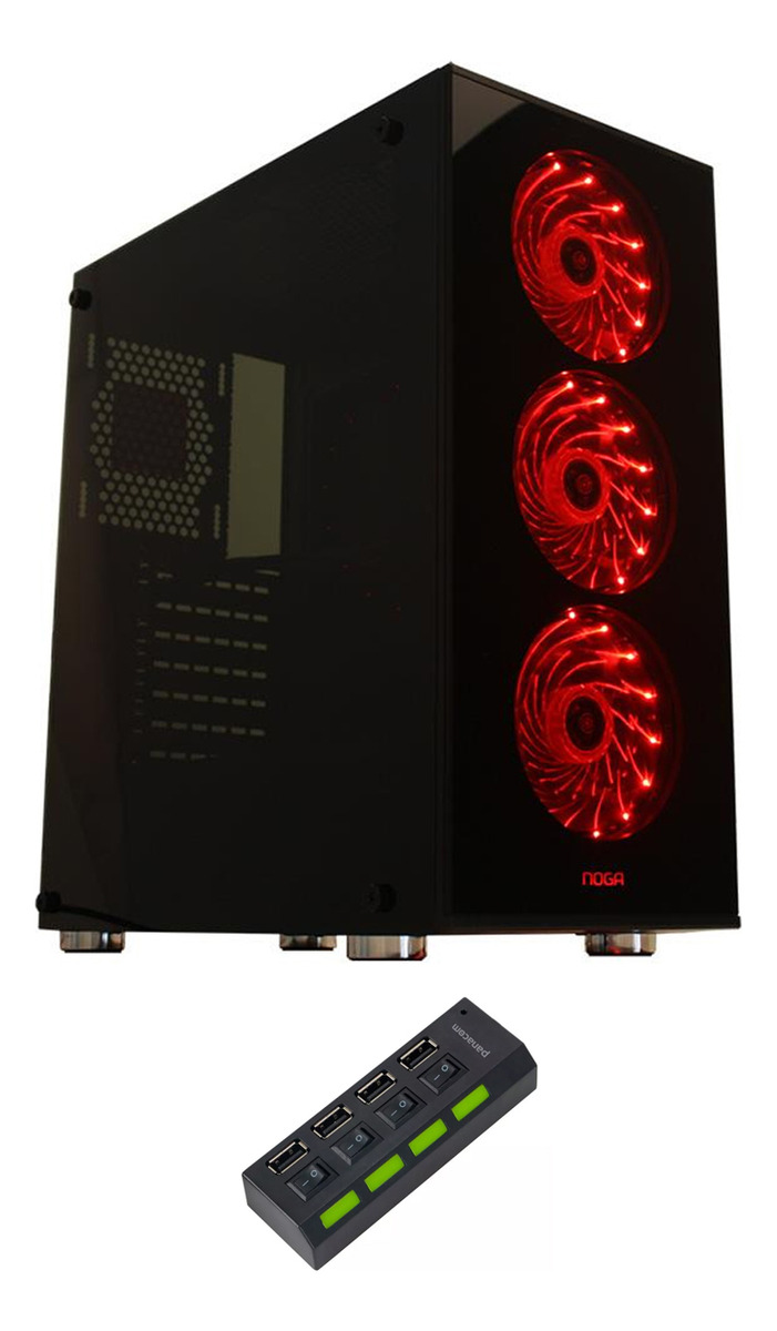 D_NQ_NP_977907-MLA80248485948_112024-F.jpg Gabinete Gamer Noganet Atx Panel Vidrio + Fuente + Hub Usb Negro - Image 1