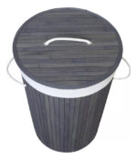 Cesto Canasto Redondo Ropa Sucia Laundry Bamboo Tela + Tapa - Image 5