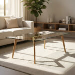 Mesa Ratona Vidrio Templado Madera Moderna Transparente 110x60cm