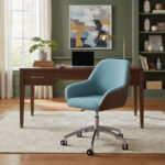 Silla Pc Oficina Diseño Escritorio Ruedas + Resistente Ramos Mejia Celeste Poliéster